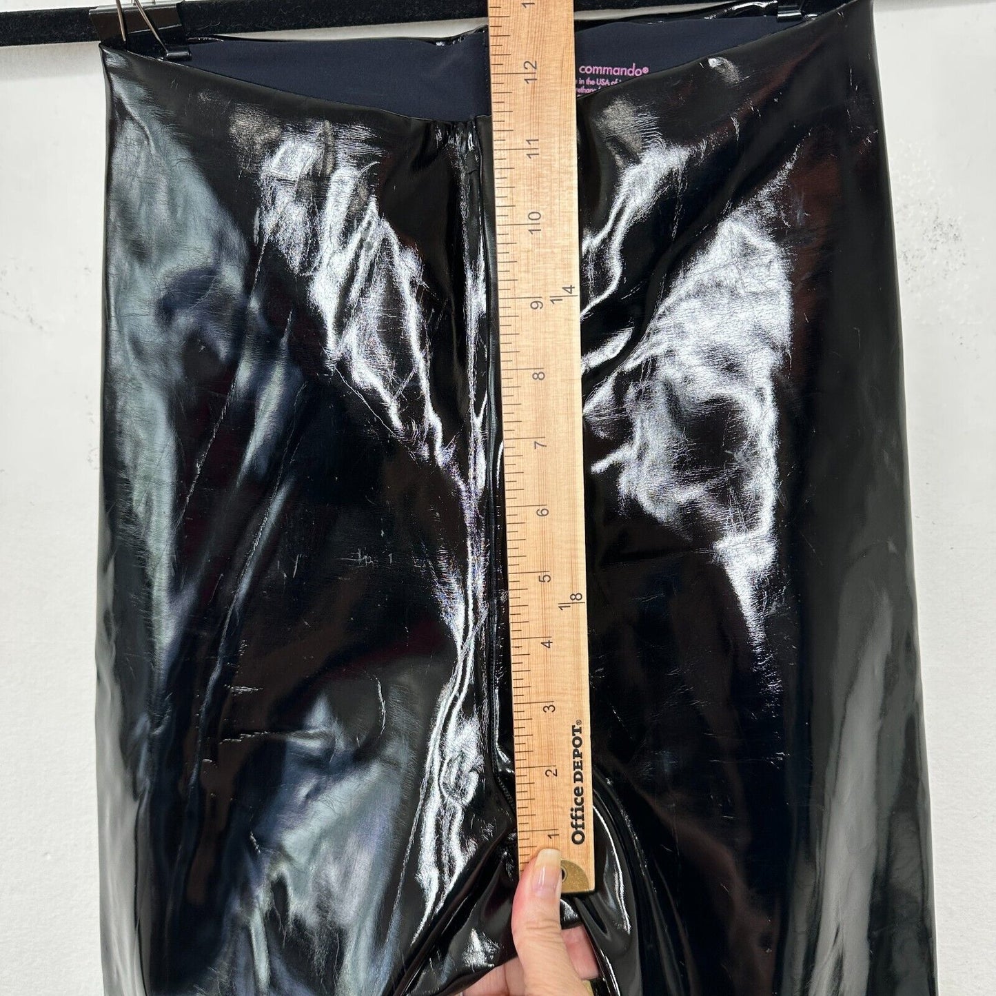 Commando Black Shiny Crackle Faux-Patent Legging High Shine High Rise Stretch SM