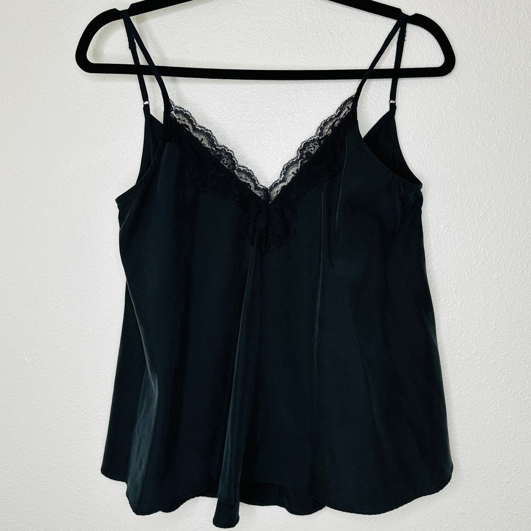 NWT Zara TRF Collection Black Lace Trim Flowy Cami Top XS