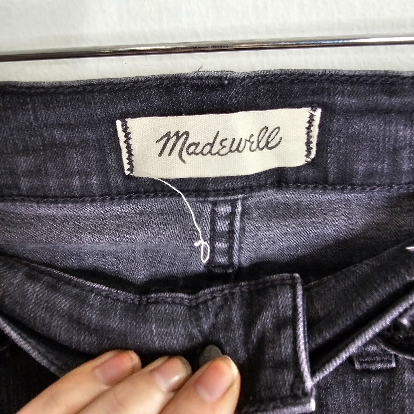 Madewell Dark Gray Raw Hem 10" High Rise Skinny Jeans Button Through Edition 28