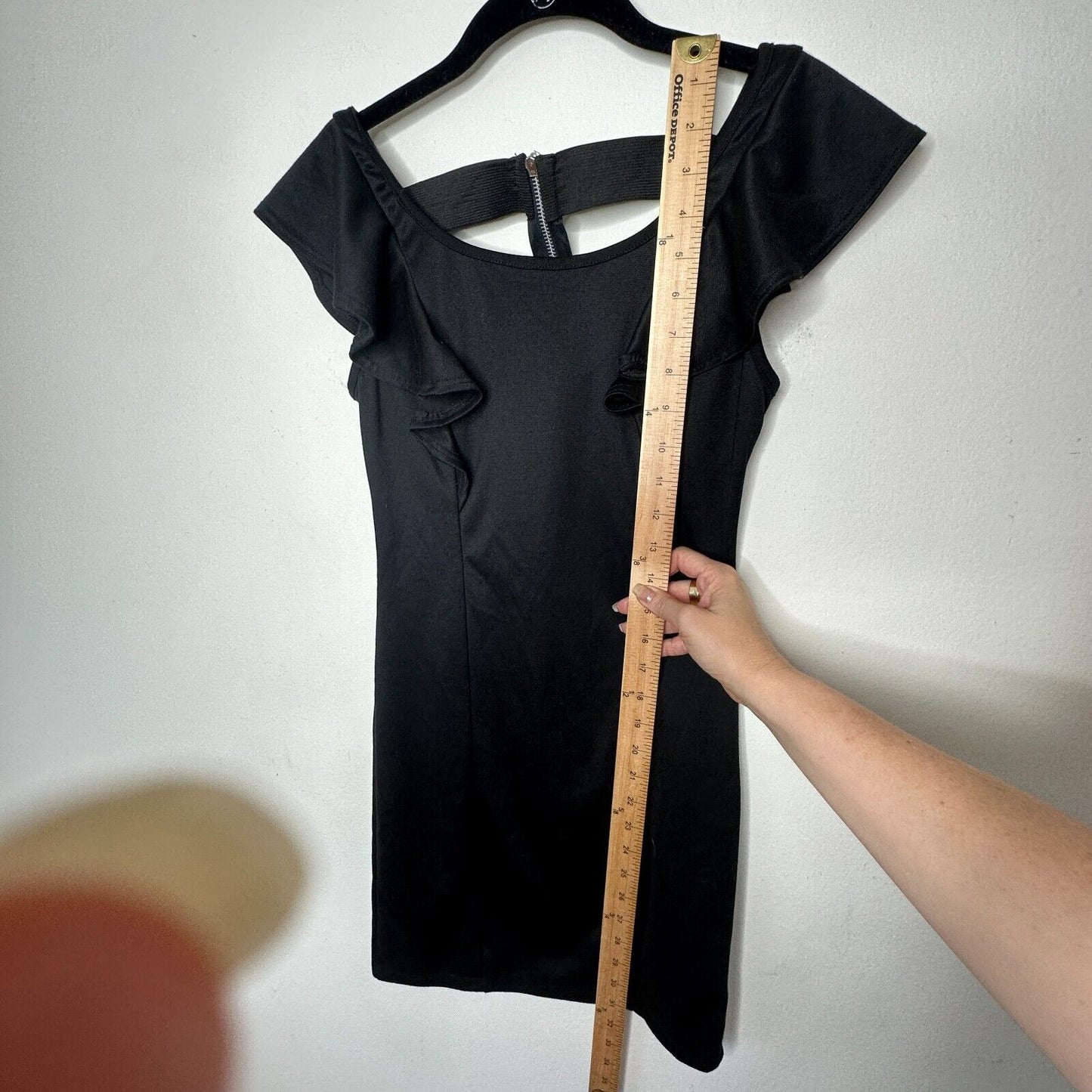 Sexy Satin Black Ruffle Sleeveless Mini Exposed Back T Design Small