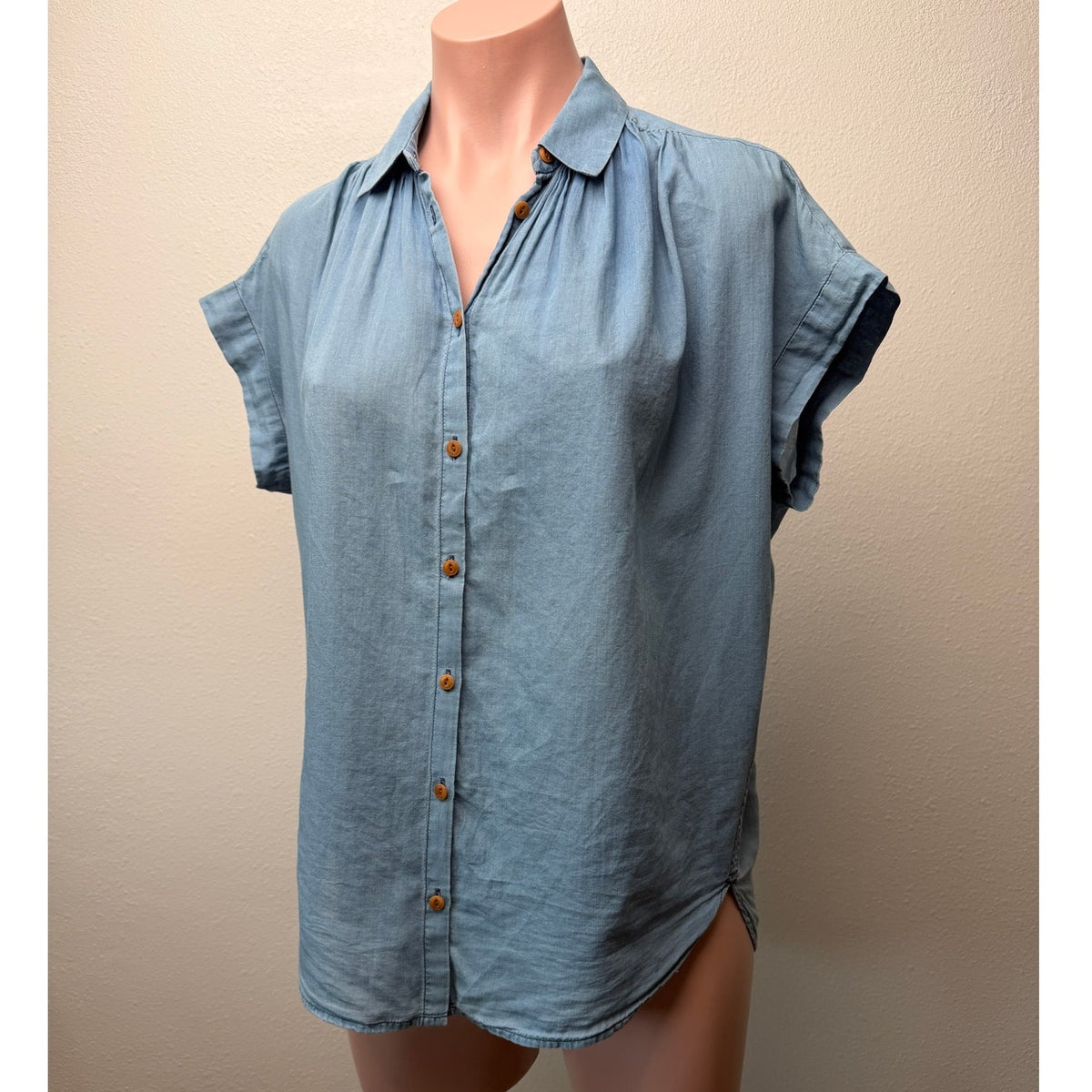 Madewell Central Shirt Bright Indigo Chambray Oversized Women's US XXS