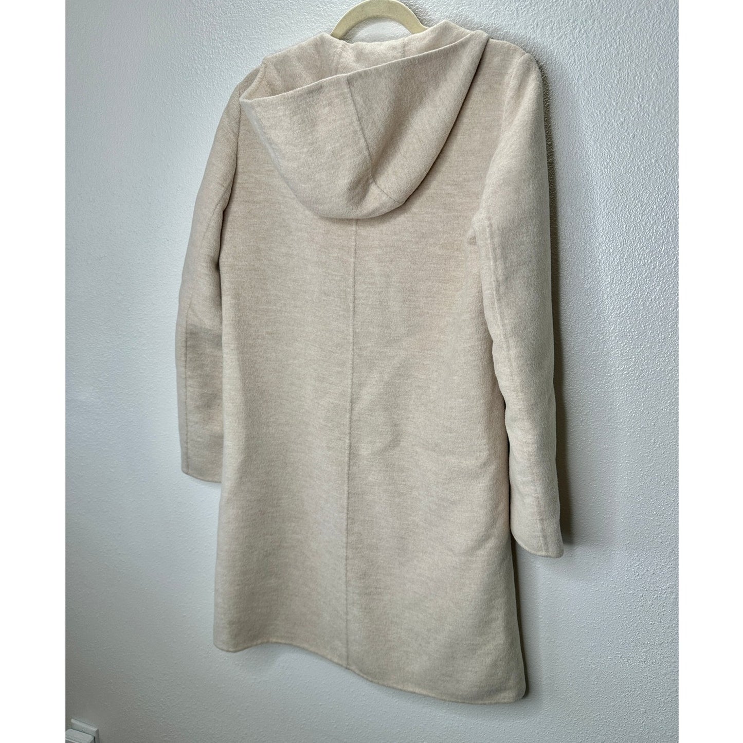 S Max Mara Tan Long Sleeve Front Zip Hooded Wool Angora Shacket 8