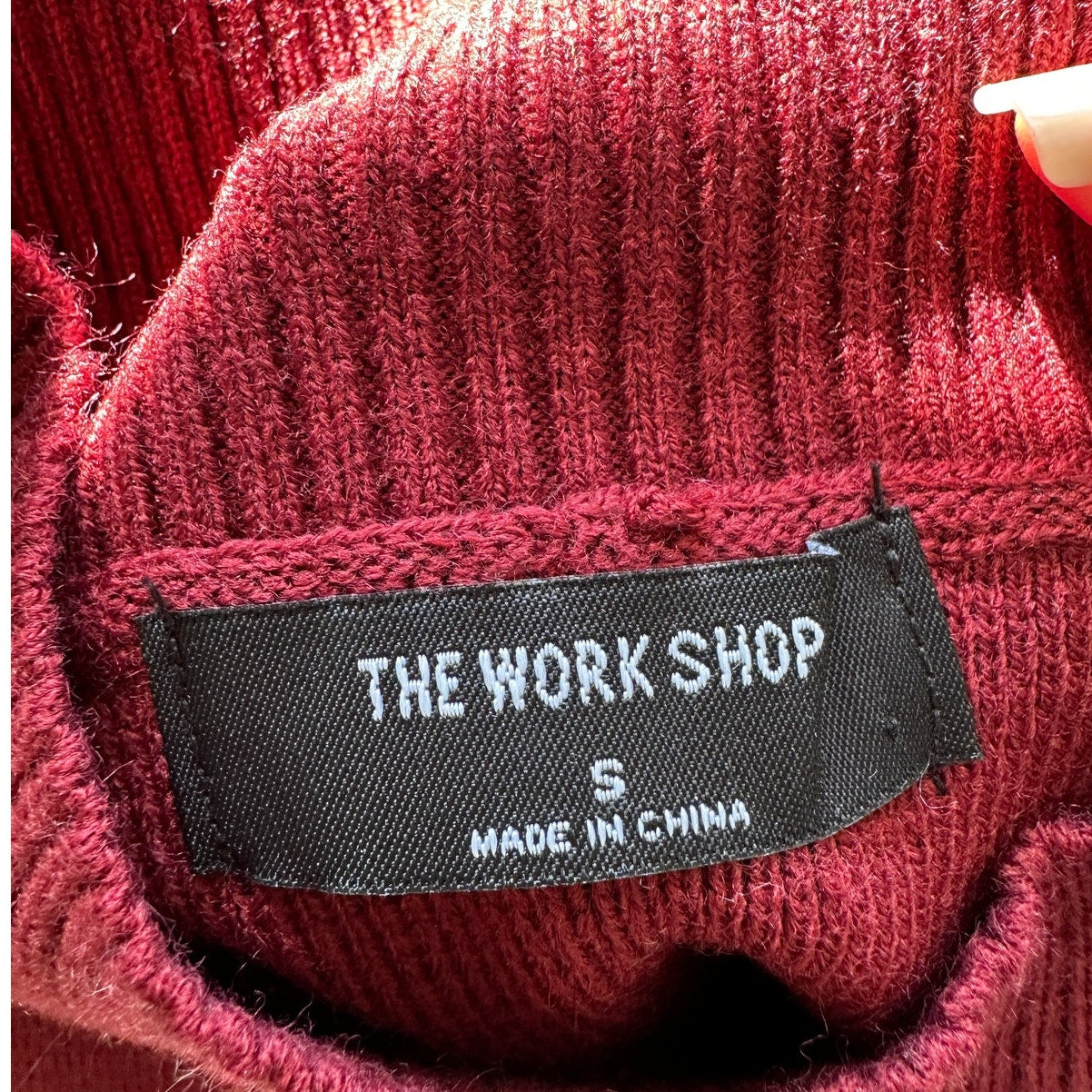 The Work Shop Burgundy Mock Neck Long Sleeve High Low Sweater S