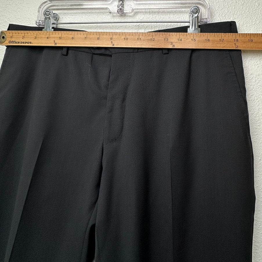 Lanvin Wool Dress Pants Black Men US 36 (EU 52) Flat-Front Trousers