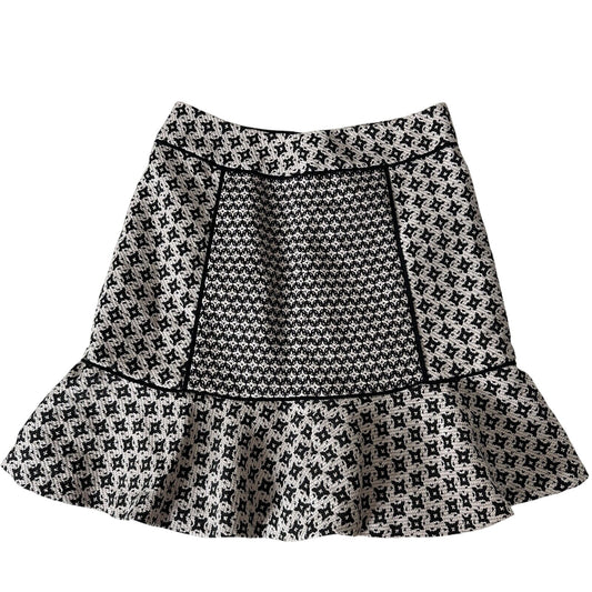 Ann Taylor Loft Black and White Geometric Ruffle Flair Peplum Mini Skirt 00P