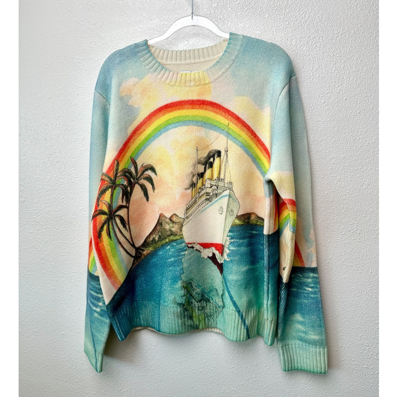 NWT Casablanca Traverse du Pacifique Merino Cashmere Knit Sweater Multicolor XXL