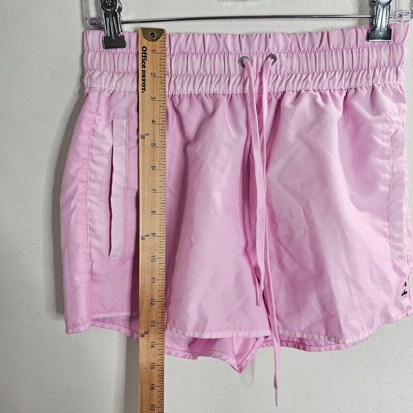 Billabong Pastel Bright Pink Drawstring Waist Welt Pocket Logo Gym Shorts Small