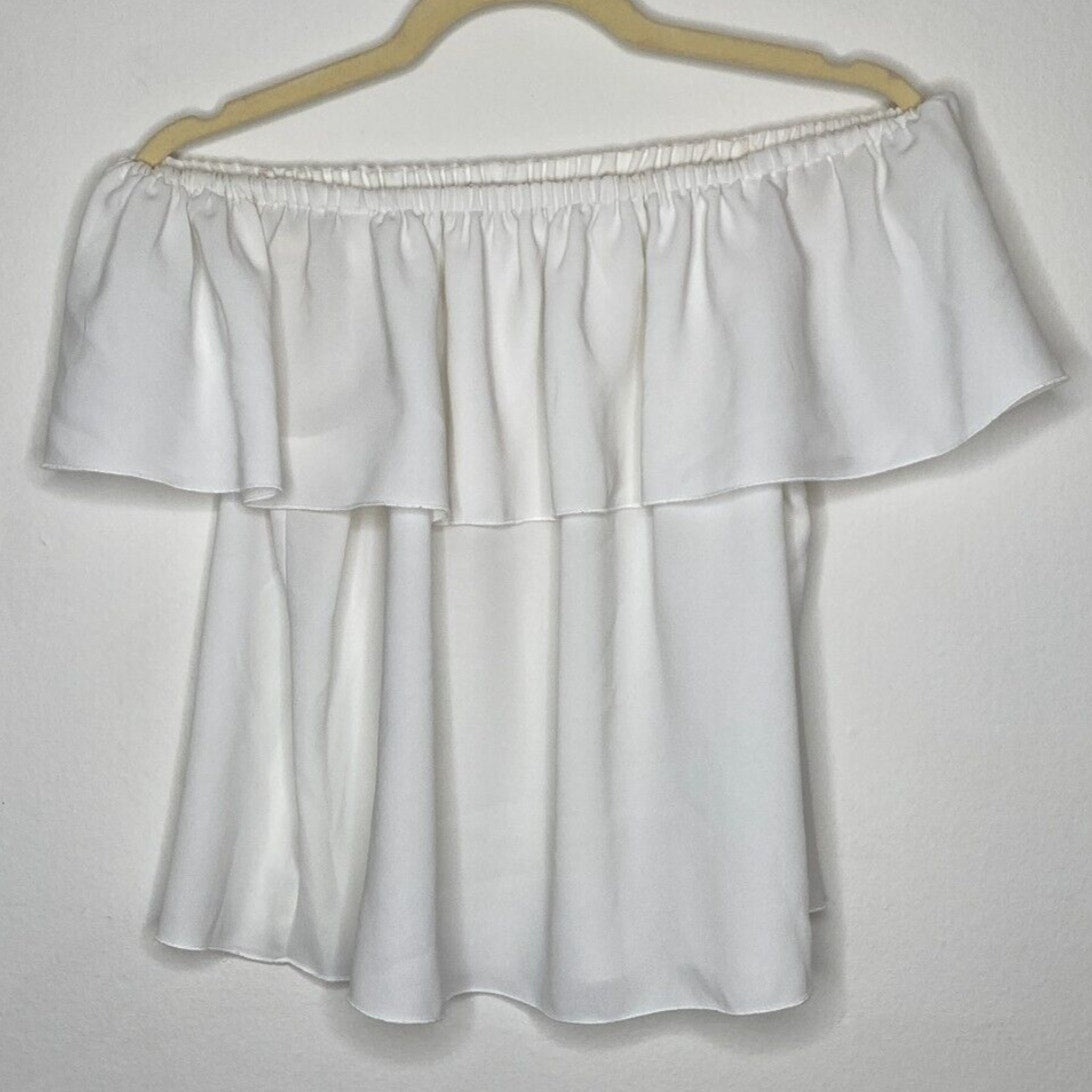 Aritzia Wilfred Silk Promener Off Shoulder Flowy Ruffle Blouse Off White Small