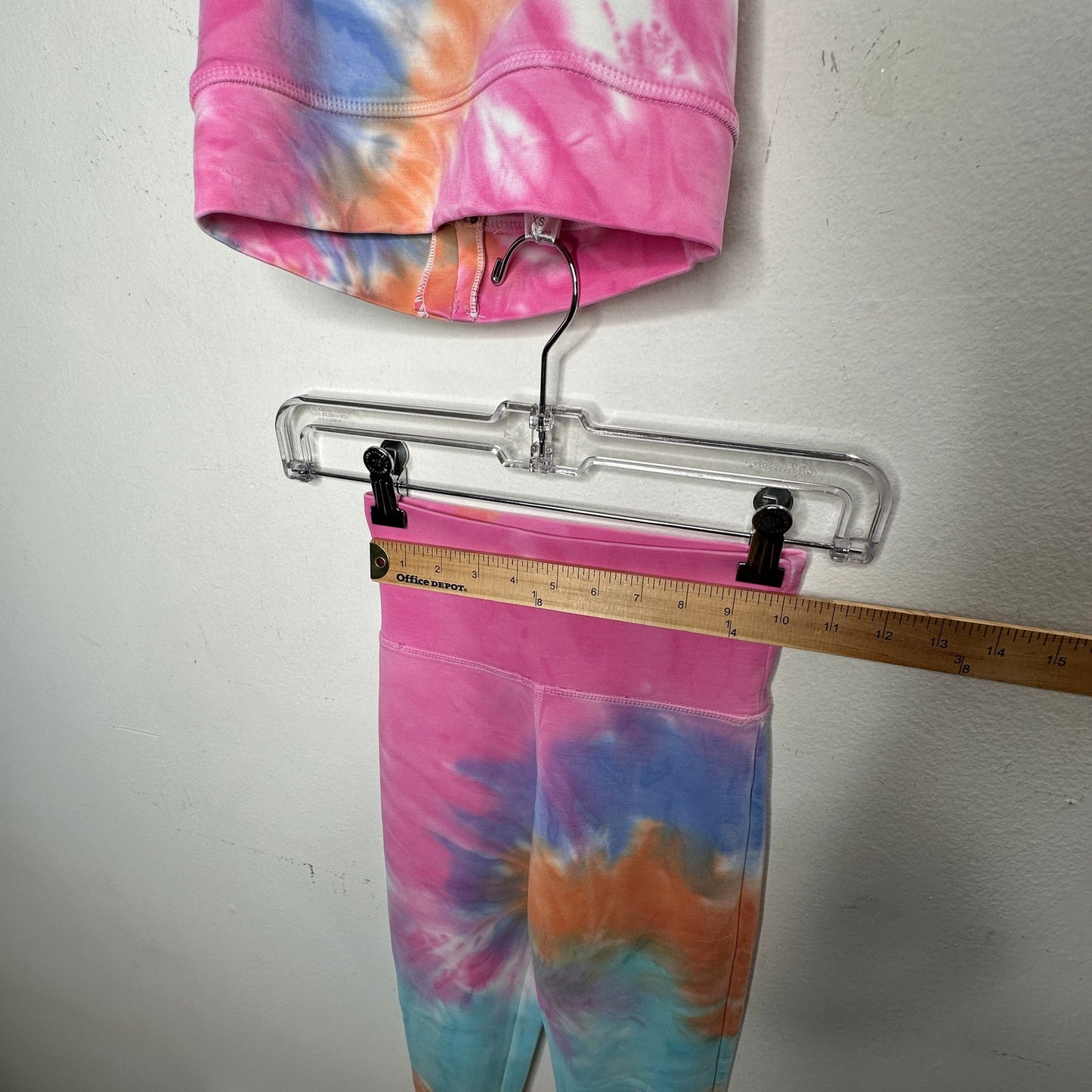 Chaser Pastel Pink Blue Orange Tie Dye Yoga Pants & Matching Sports Bra XS