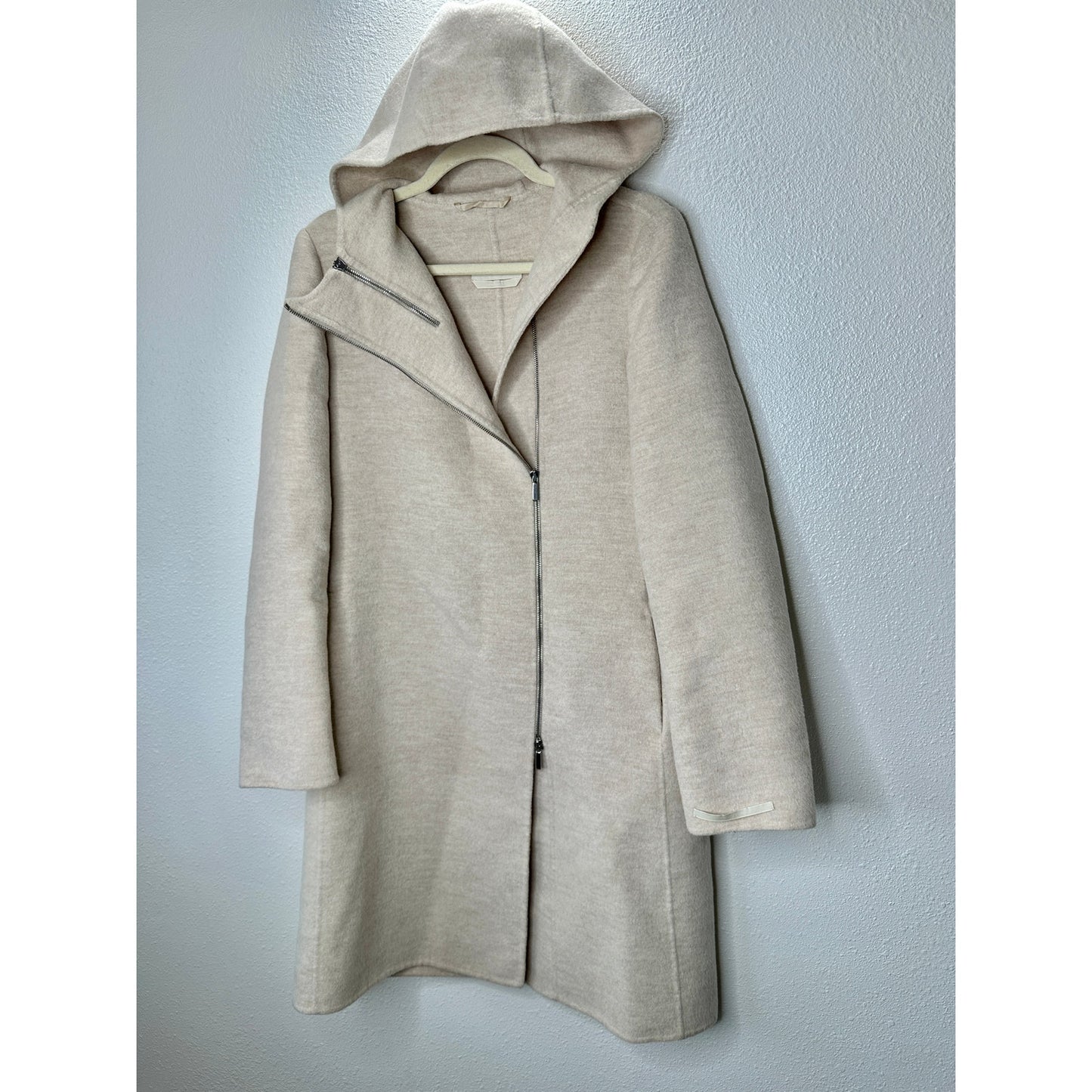 S Max Mara Tan Long Sleeve Front Zip Hooded Wool Angora Shacket 8