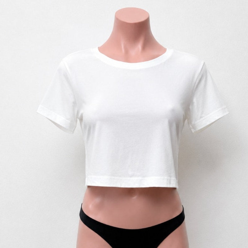 Splendid White 100% Cotton Short Sleeve Round Neck Boxy Wide Hem Crop Tee Medium