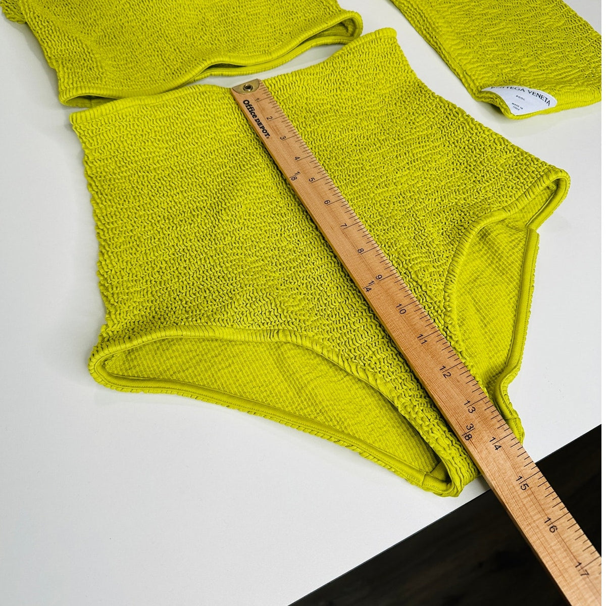Bottega Veneta Chartreuse Seersucker Halterneck Bikini Set W/ Bag 42 / 6