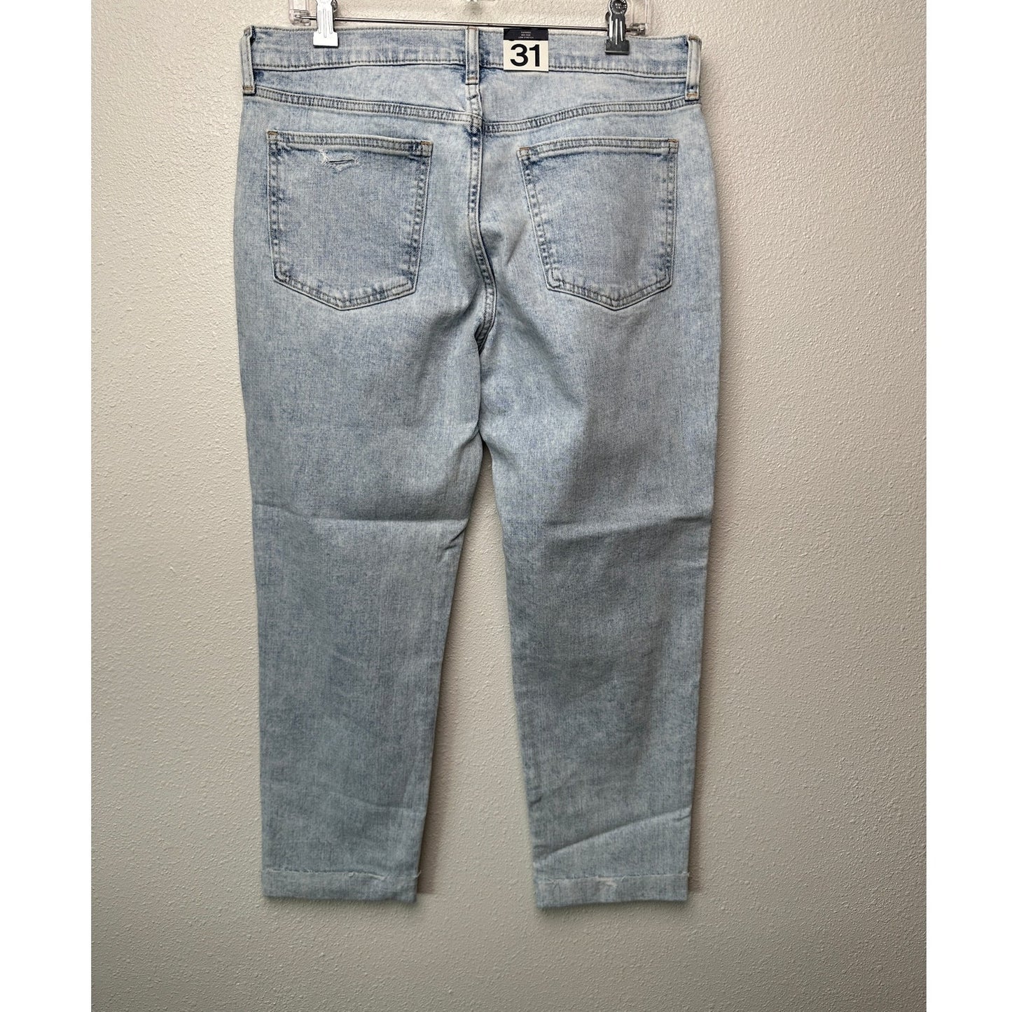 NWT GAP Girlfriend Mid Rise Jeans Gray Acid Wash 31 Raw Hem