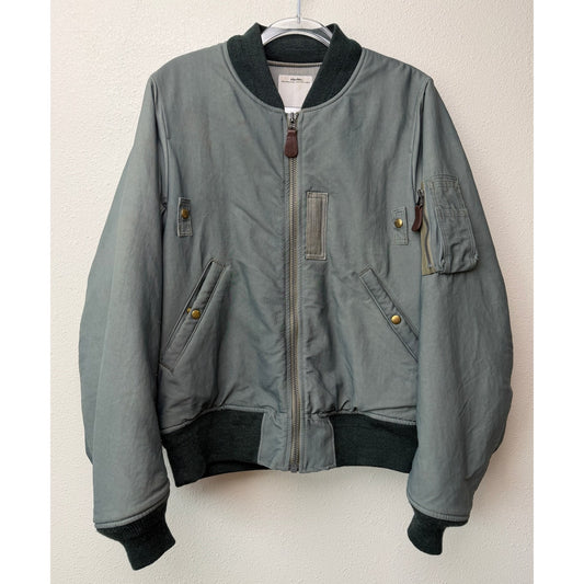 RARE Visvim Thorson Flag Panel MA-1 Bomber Jacket Size 3 Gray Japan