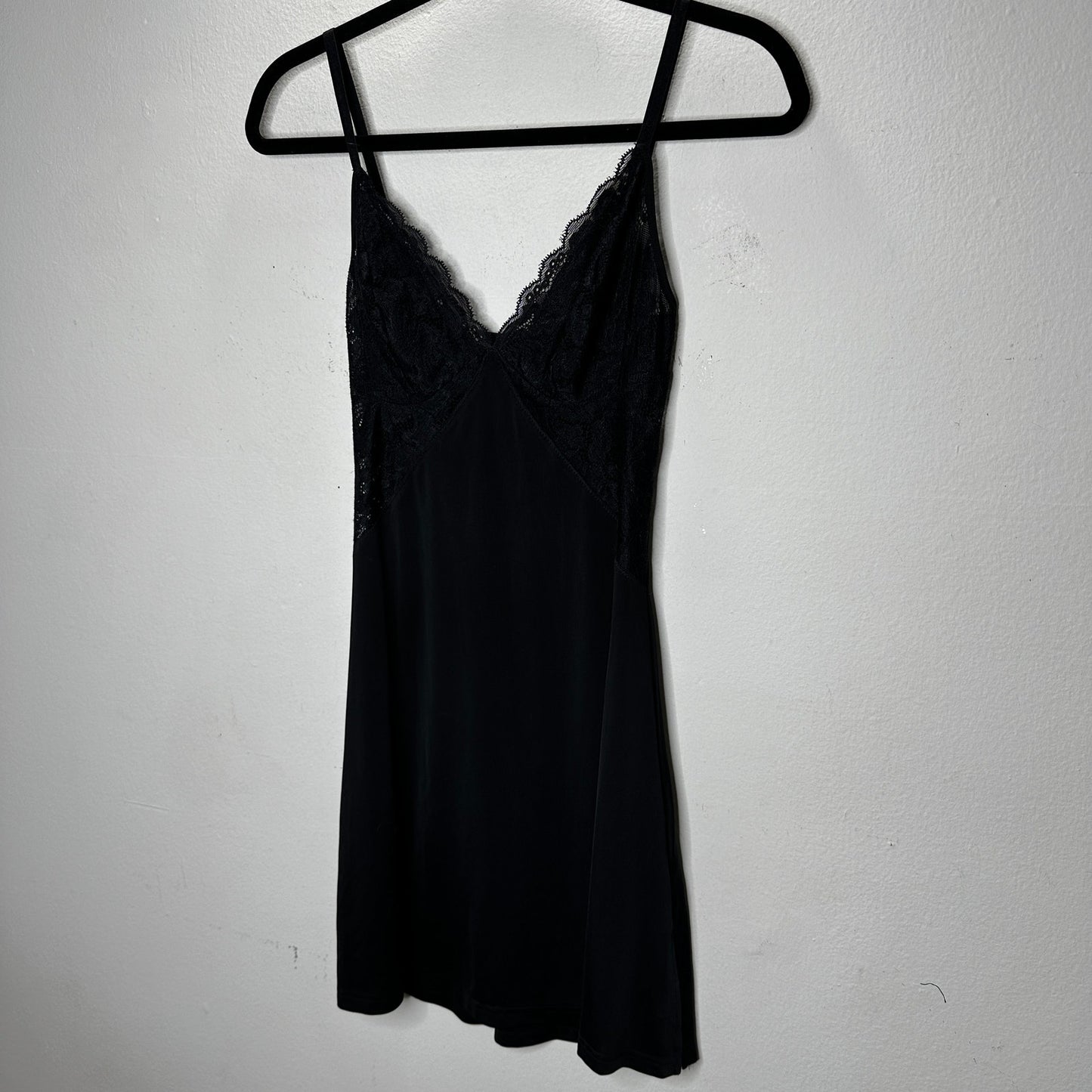Guess Black Lace V-Neck Spaghetti Strap Slip Dress