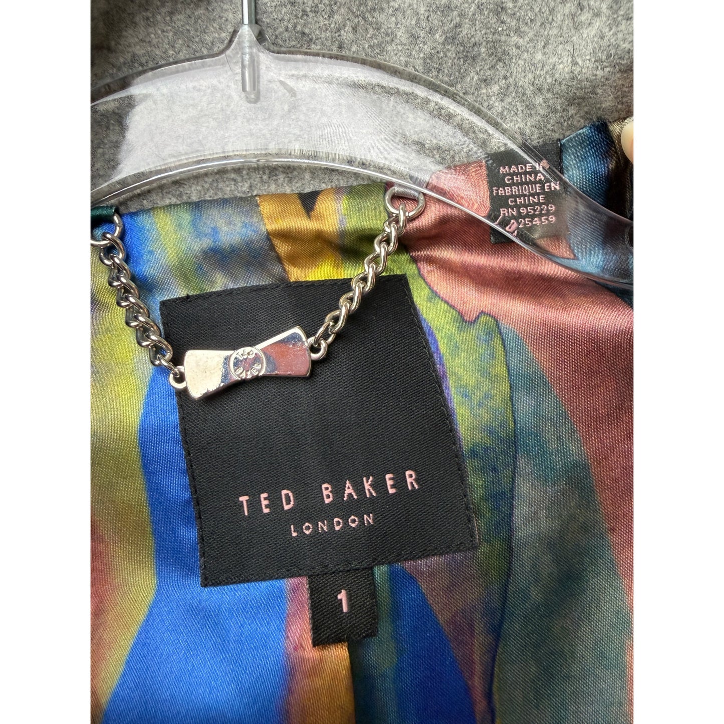 Ted Baker Gray Belted Zip Jacket Womens US 4 Heathered Coat