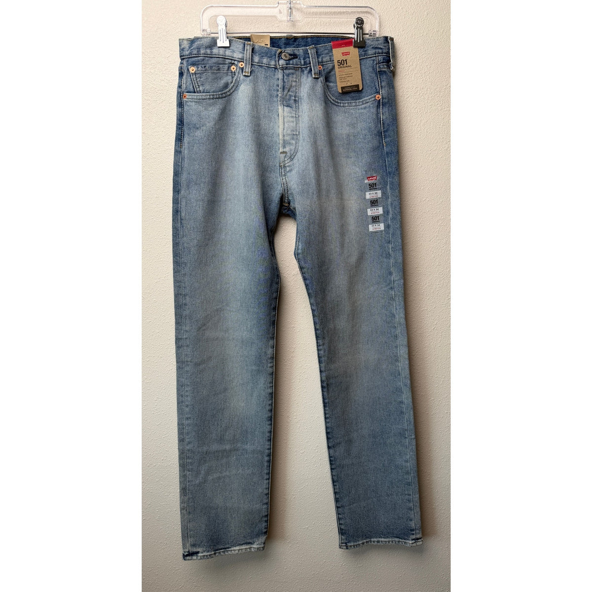 NWT Levi's 501 Light Wash Men's Jeans 33x34 Stretch