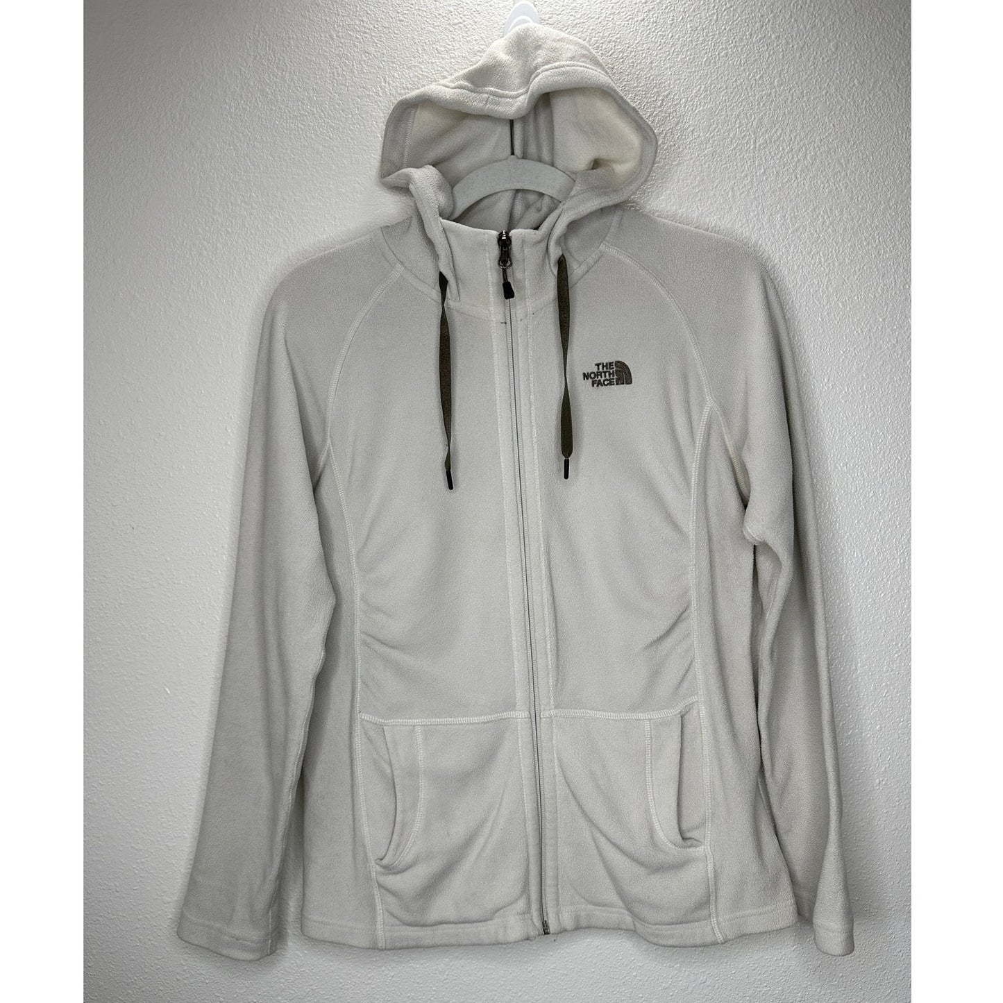 Northface Cream Polartec Fleece Pocketed Zip Hoodie Small