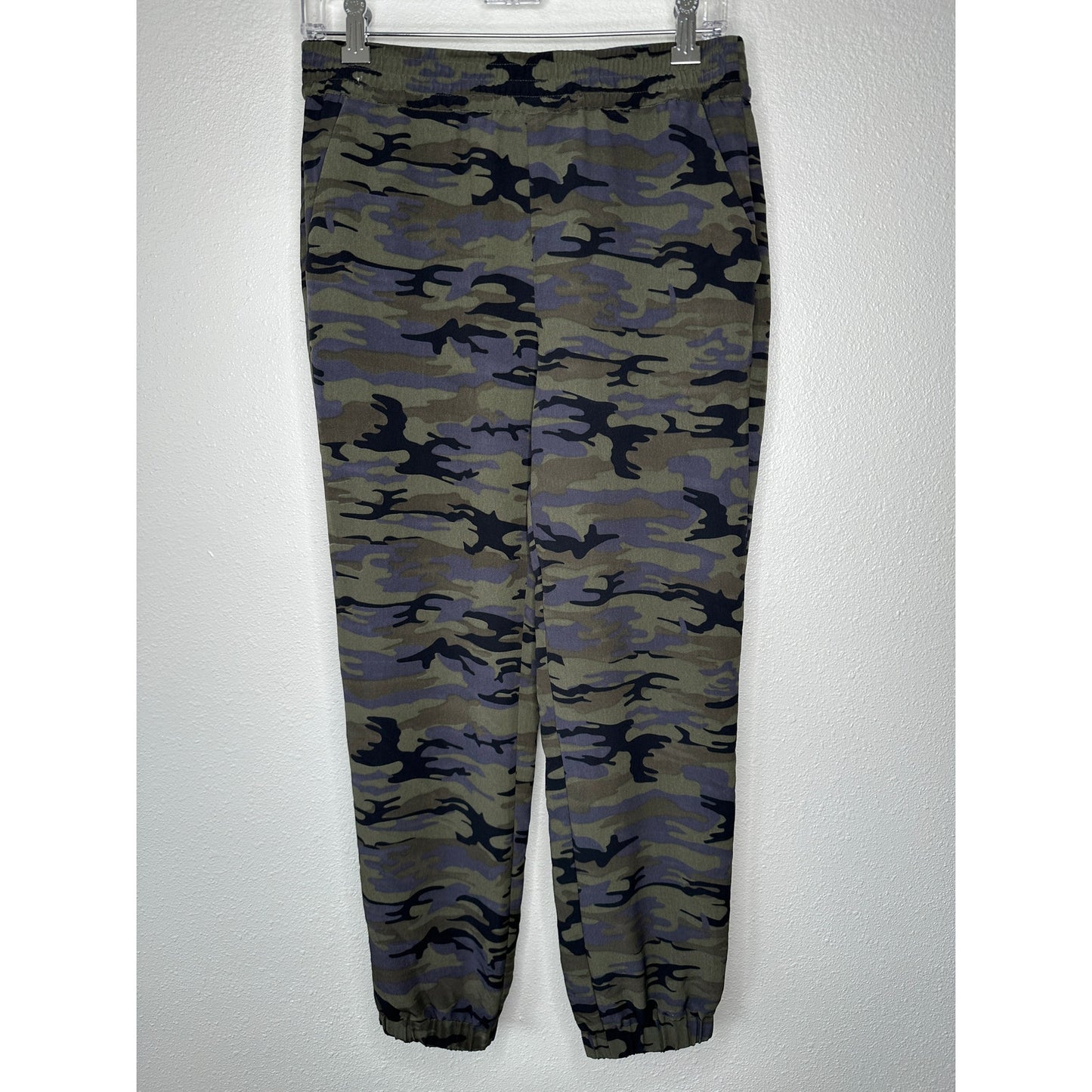 Sanctuary Green Black Blue Camo Print Cinch Waist Banded Joggger S