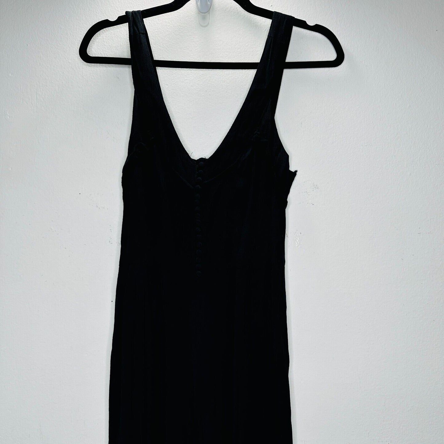 Taylor & Sage Black Semi-Sheer V Neck Button & Loop Front Wide Leg Jumpsuit S