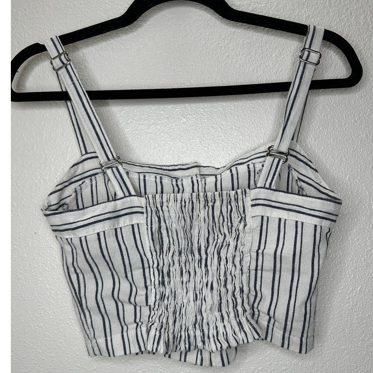 Brandy Melville Astrid White & Black Stripe Button Down Crop Top