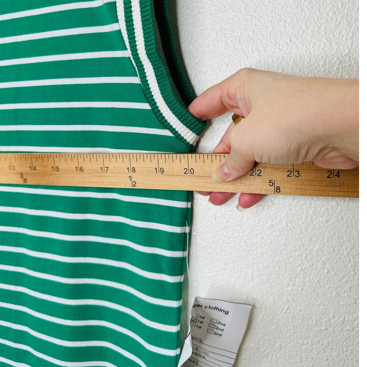 Flying Tomato Sample Driftwood Daydreams Green & White Stripe Knit Top S