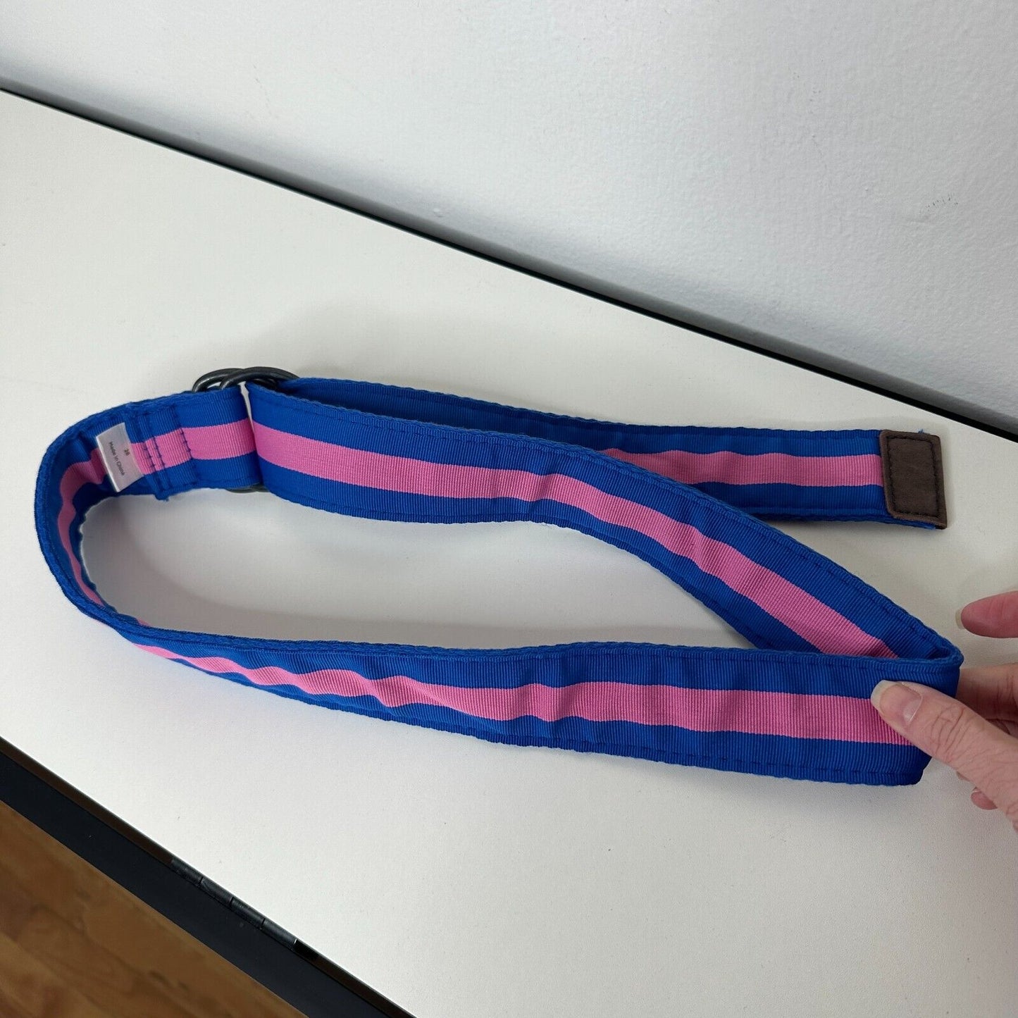 Abercrombie & Fitch Pink & Blue Stripe Canvas Belt Strap 28