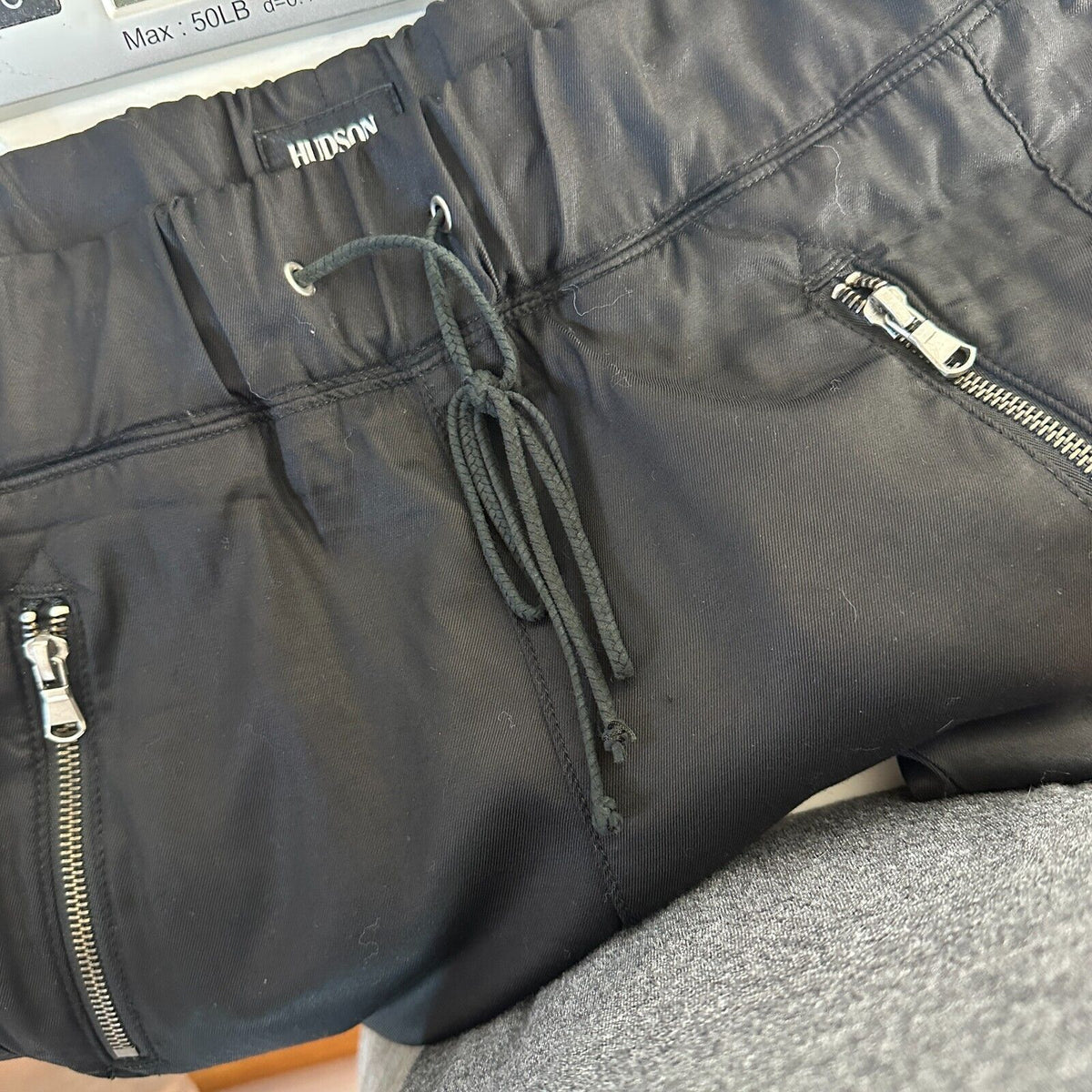Revolve Hudson Katie Crop Black Sweatpant Jogger Zip Pocket Drawstring Pants 26