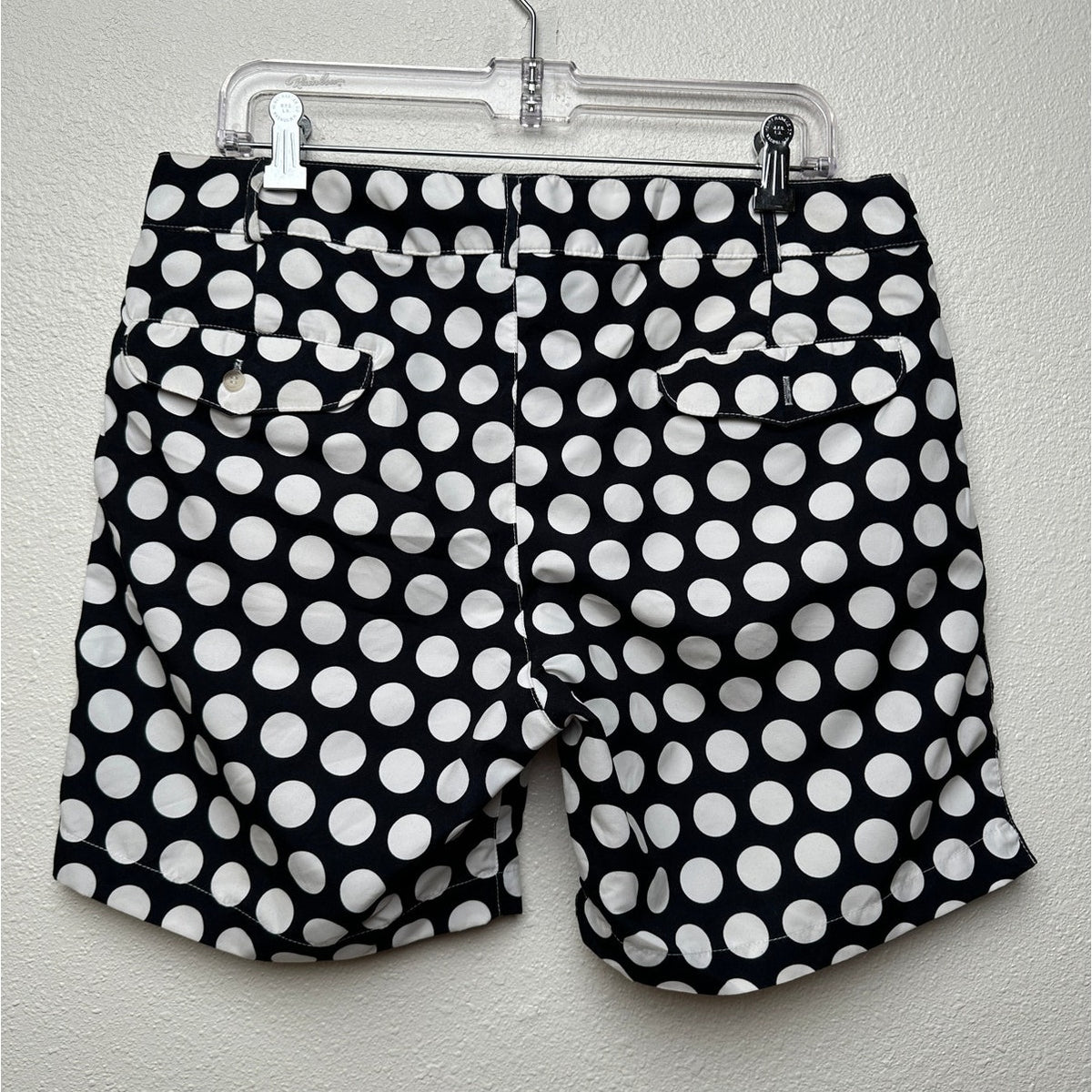 Argyle Grant Polka Dot Swim Shorts Black White Men US 34