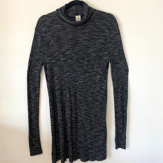 We The Free Stone Cold Split Back Long Sleeve Turtleneck Top Black Gray Medium
