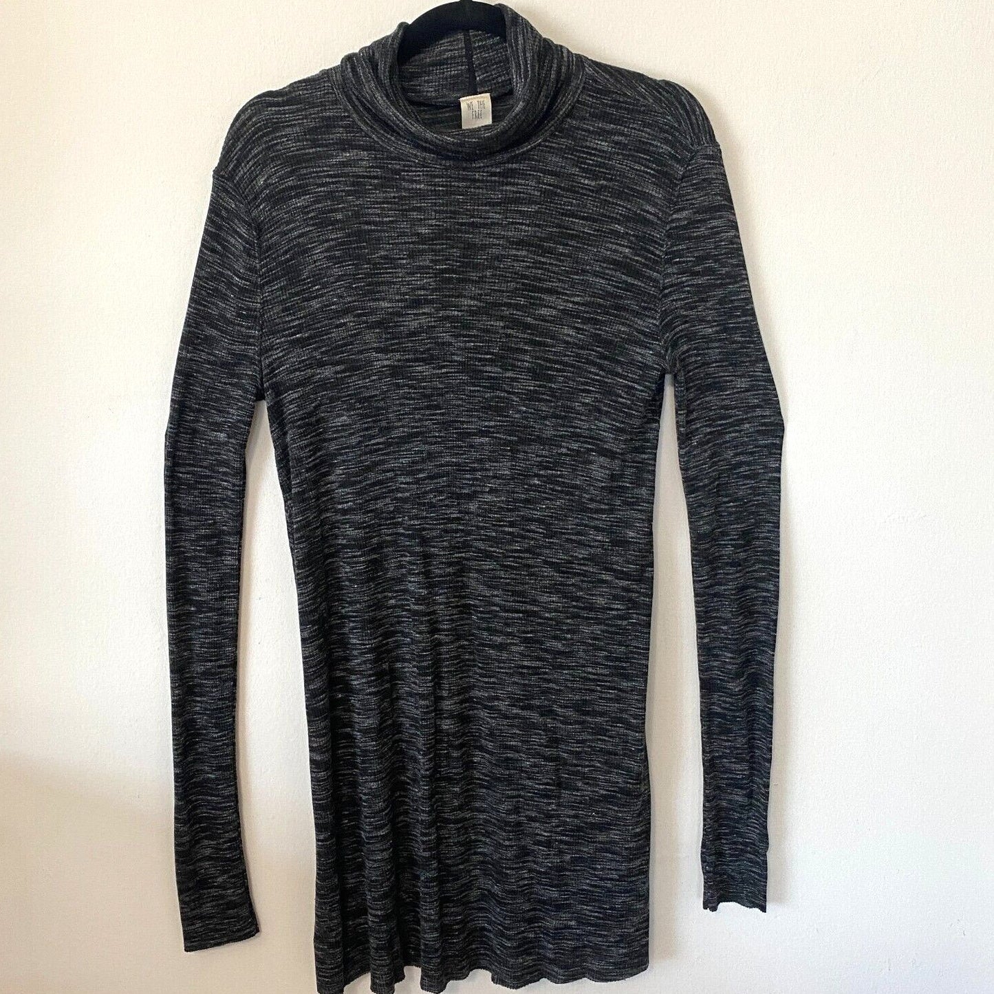 We The Free Stone Cold Split Back Long Sleeve Turtleneck Top Black Gray Medium