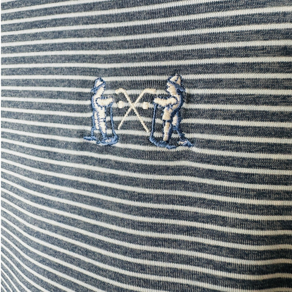 Peter Millar Light Blue & Blue Jean Stripe Short Sleeve Golf Shirt L