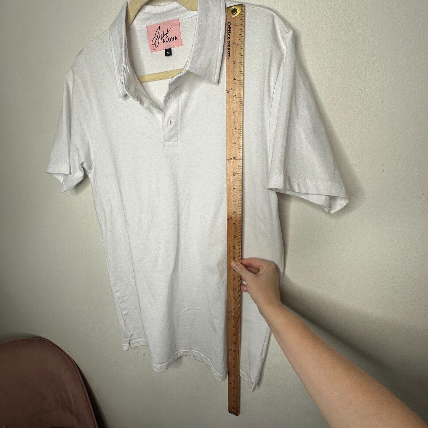 NWOT Billy Aloha Mens Bright White Short Sleeve Soft 3 button Polo Shirt Medium