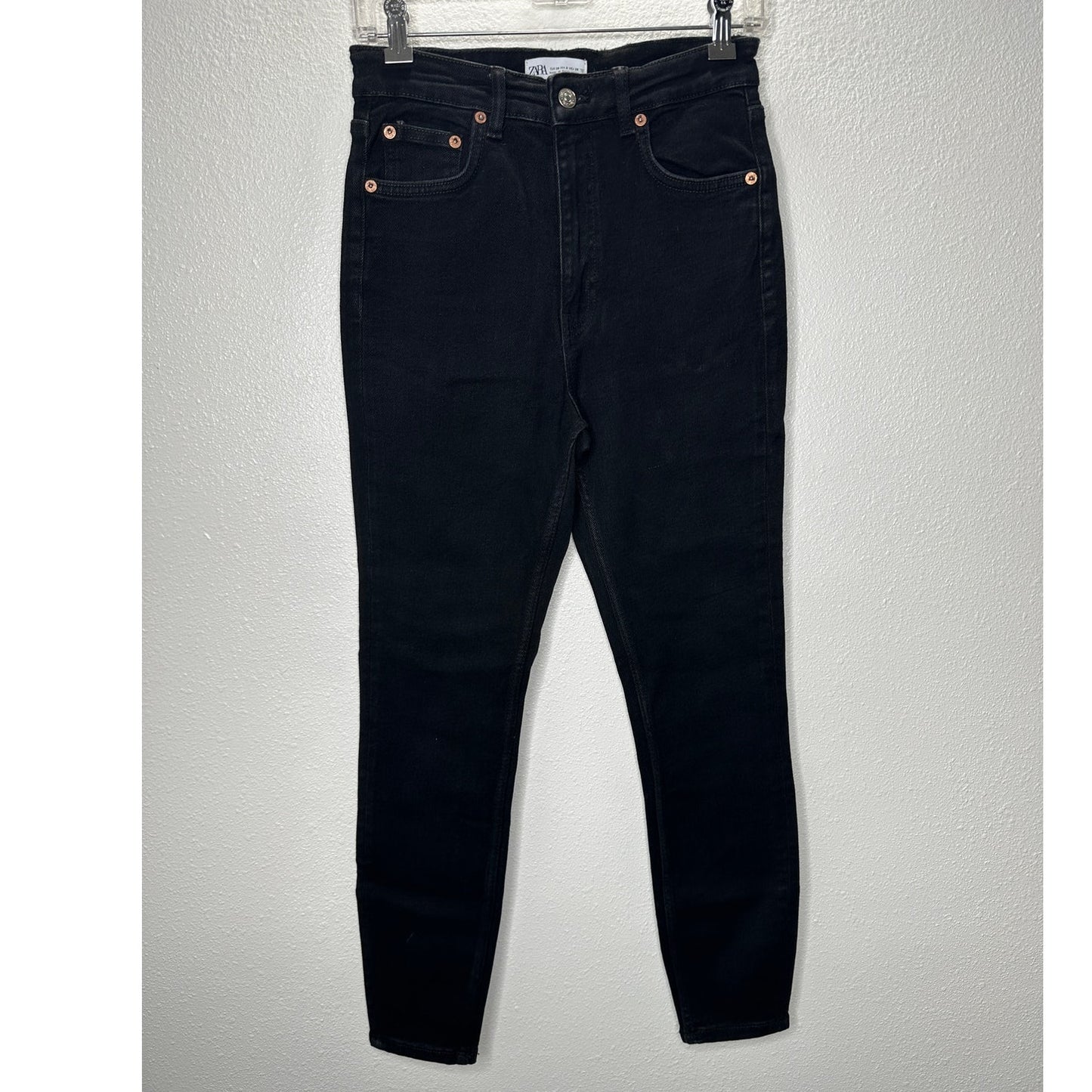 Zara Black High Waist Slim Fit 5 Pocket Jeans 6