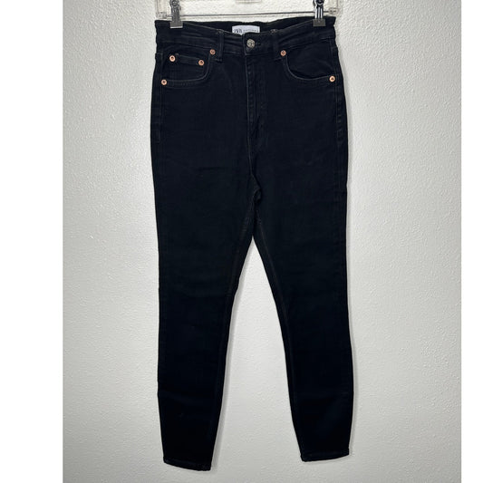Zara Black High Waist Slim Fit 5 Pocket Jeans 6