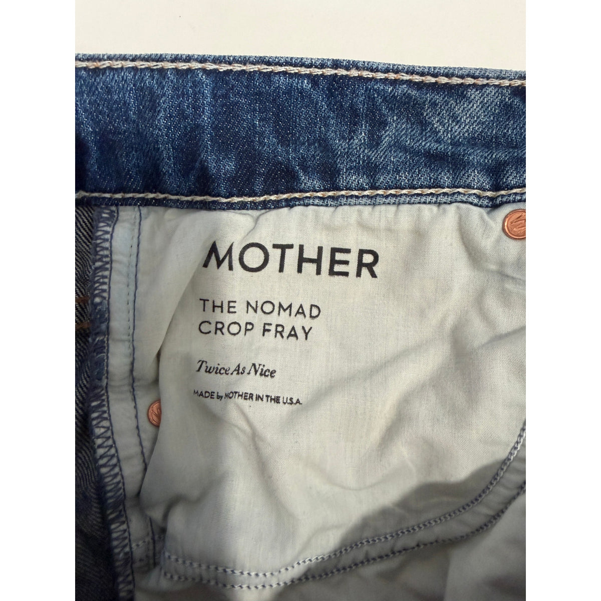 Mother Nomad Crop Fray Jeans Blue Womens 26