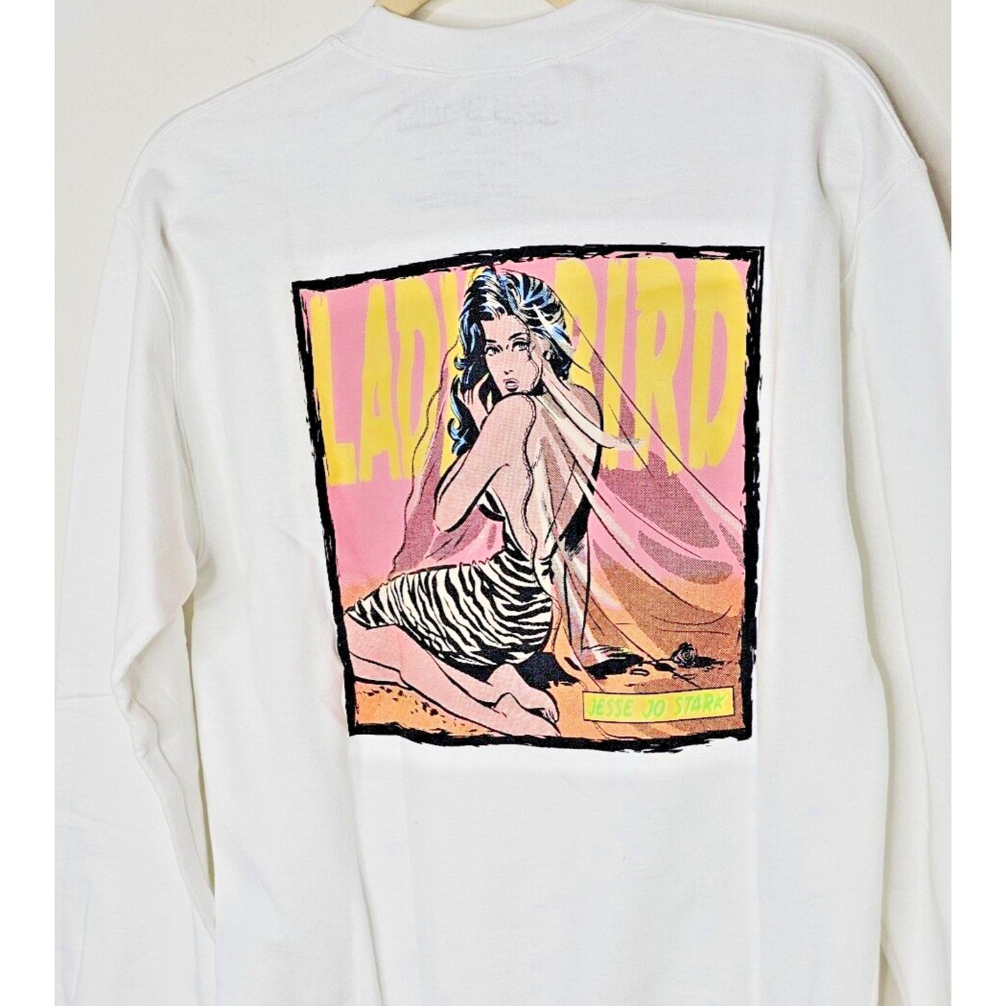 NWOT Jesse Jo Stark Lady Bird Graphic Pullover Crewneck White Sweatshirt Small