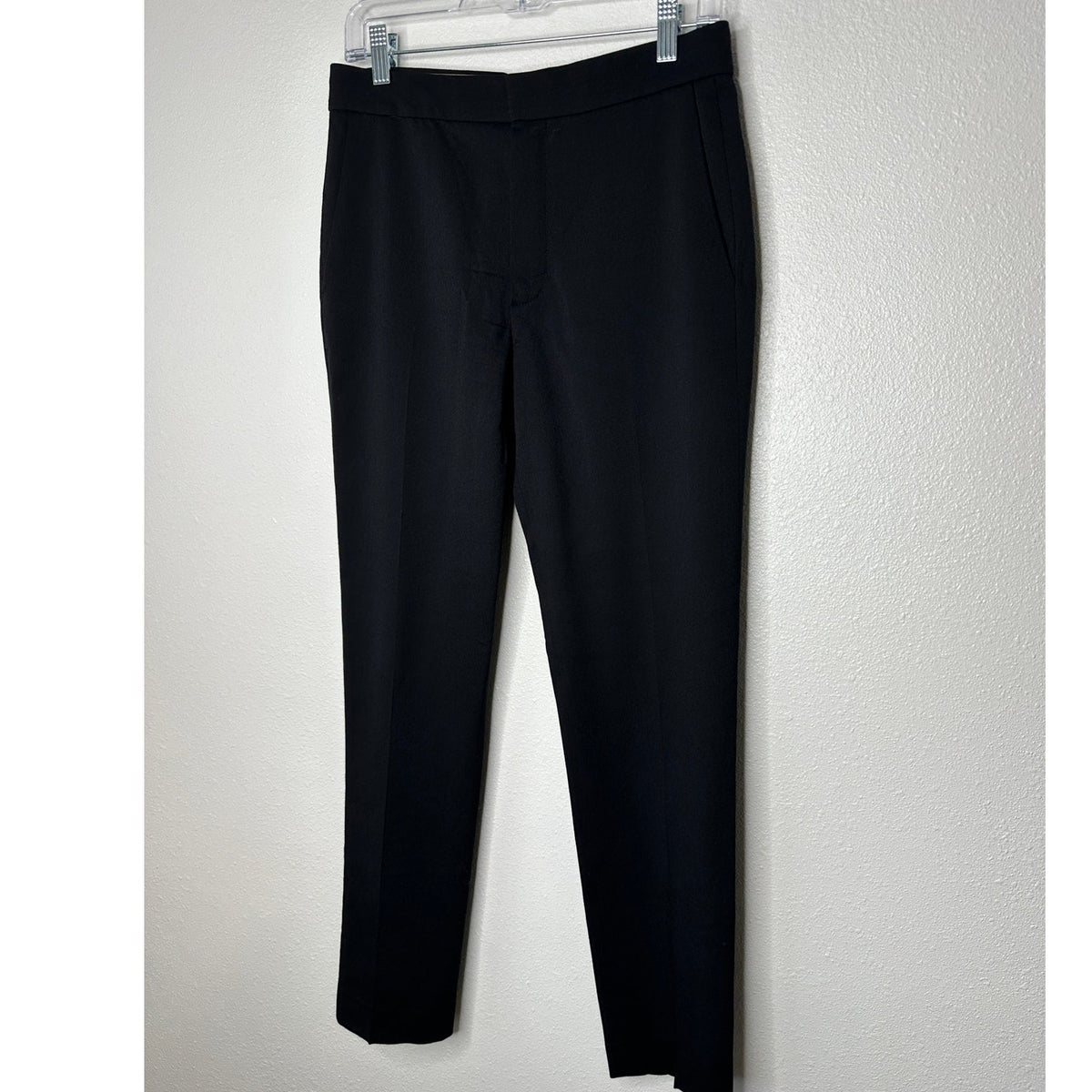 Chloe Black Wool Dress Slacks Slash Pockets Front Zip Trouser Pant 36 / 4