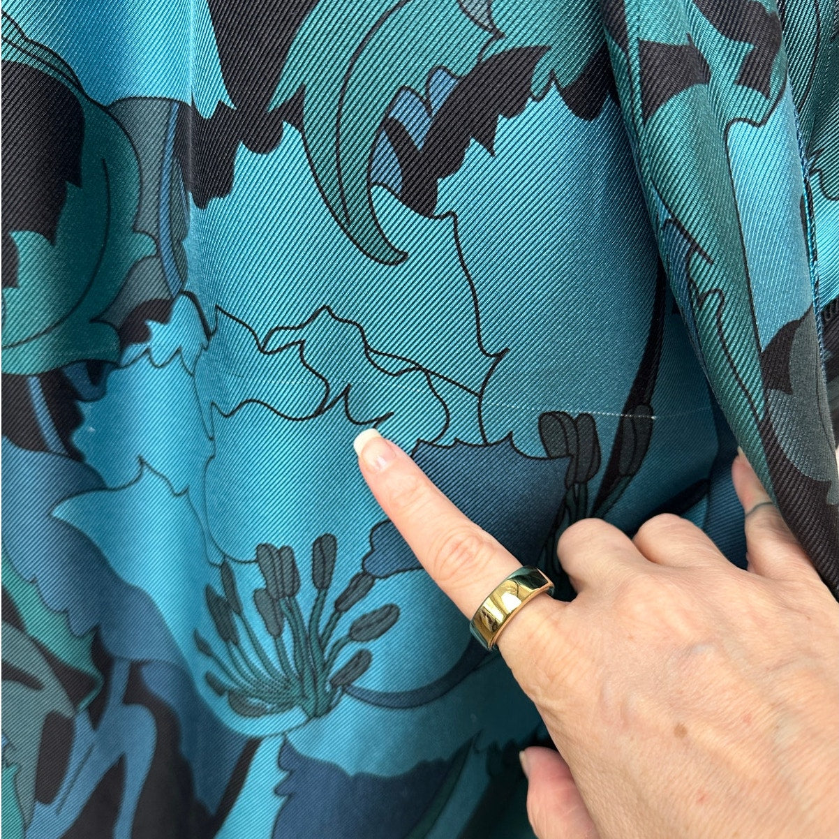 Tom Ford Floral Silk Twill Robe Blue/Teal Men’s M Tassel Belt