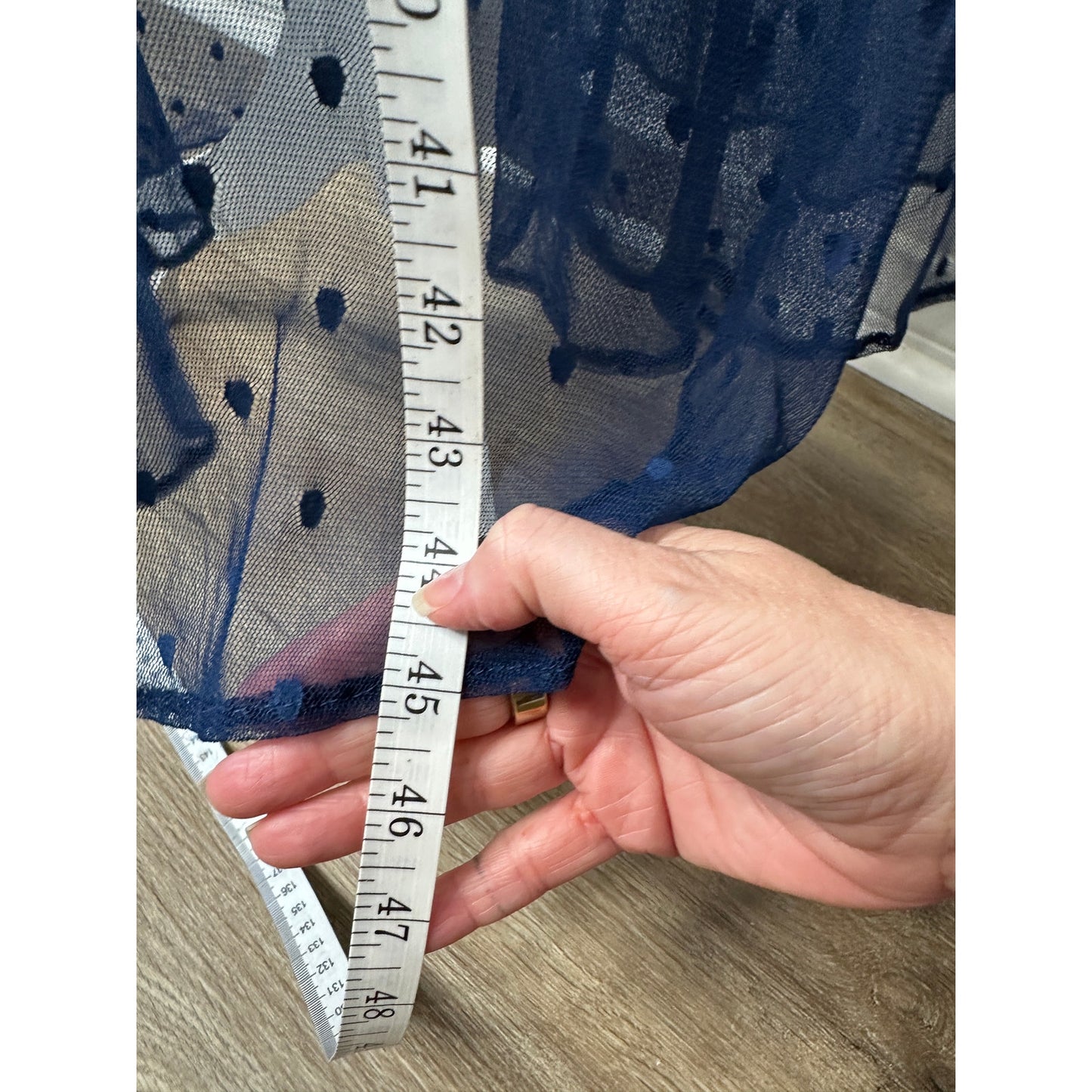 Ancora Navy Blue Polka Dot Sheer Scarf Wrap