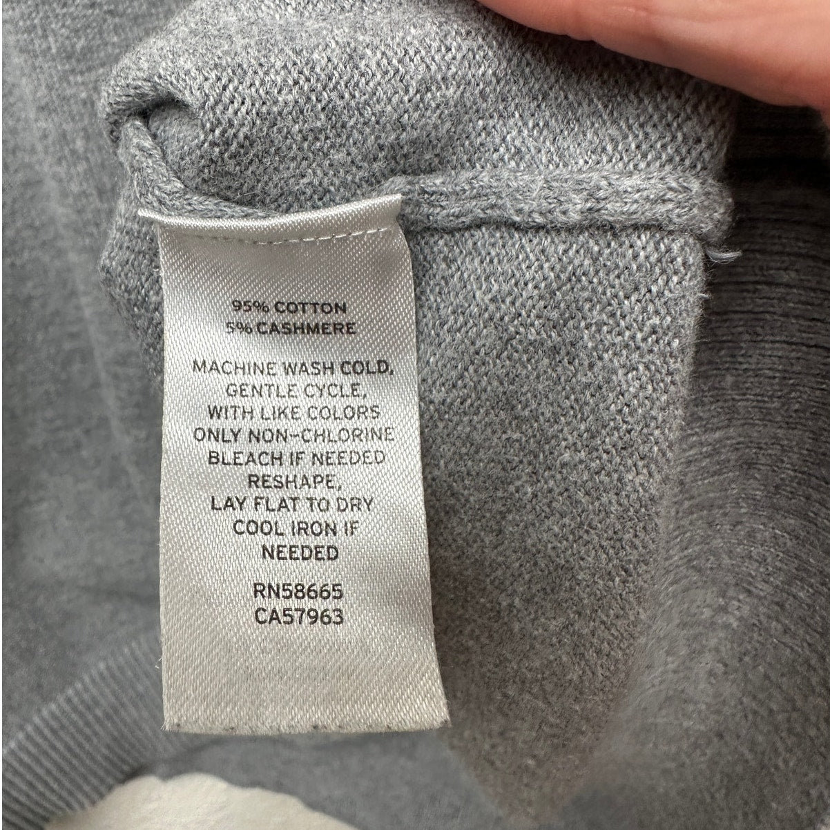 1901 Gray Cotton Cashmere Crewneck Sweater Men's L