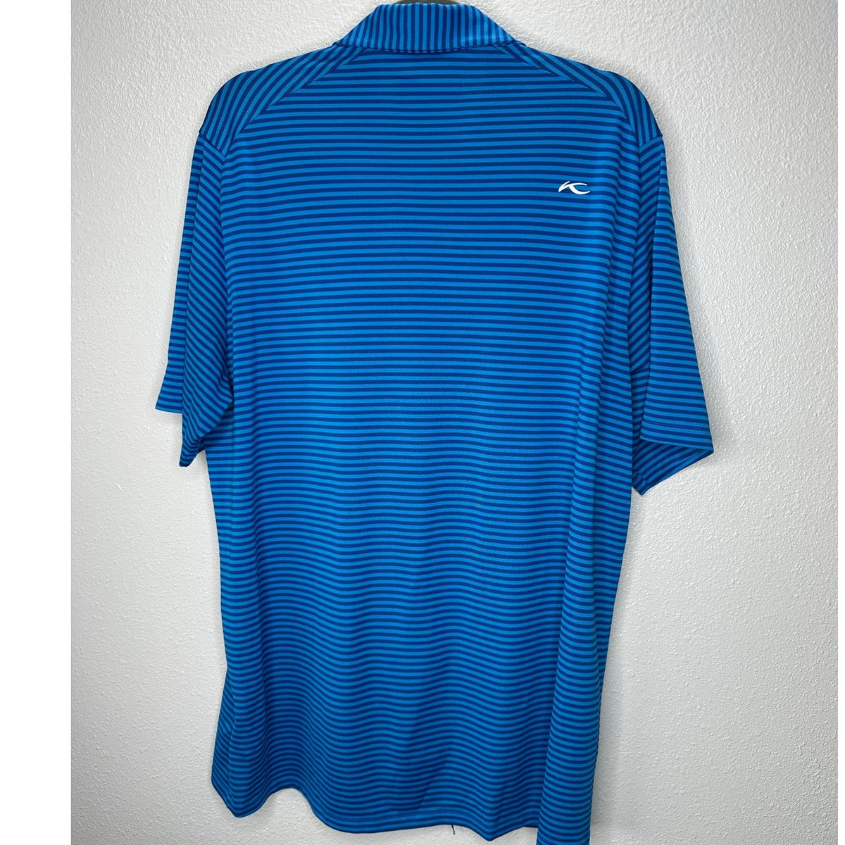 KJUS Polo Golf Shirt Medium Blue Striped Short Sleeve UPF30+  L / 52