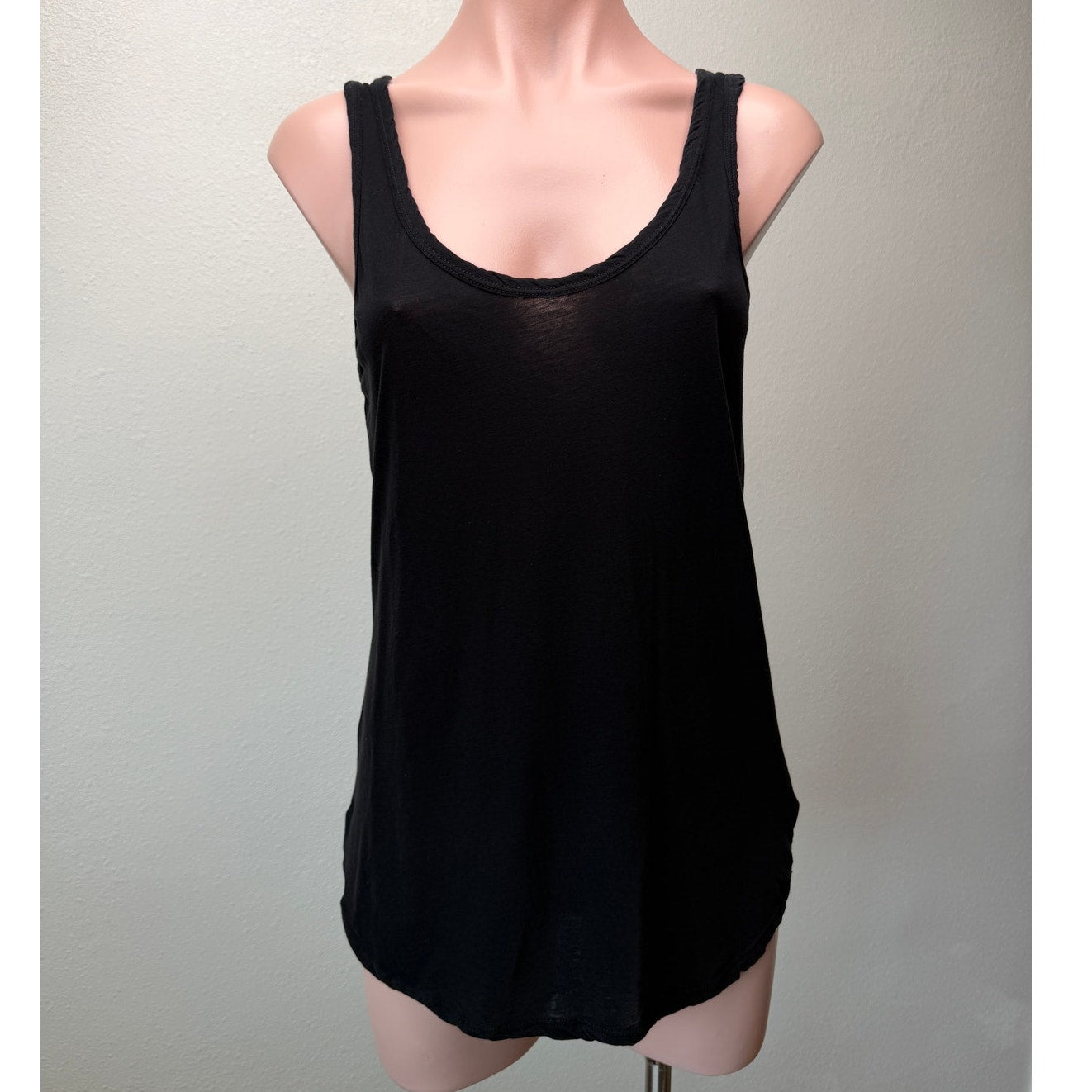 James Perse Black Longline Scoop Neck Tank Top Size 1