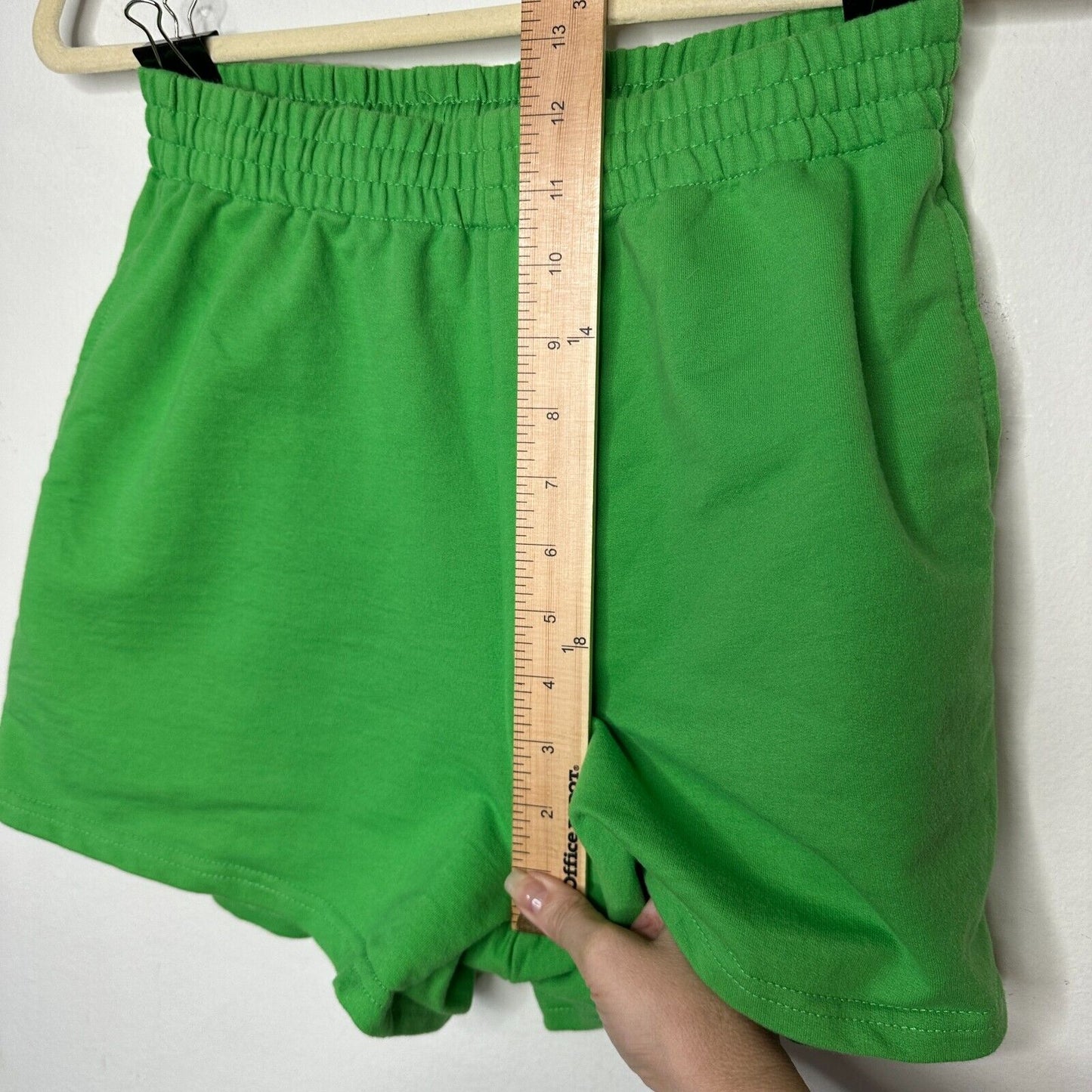 Retro 70’s Green Drawstring Knit Sweat Shorts Pockets Athletic High Waist Medium