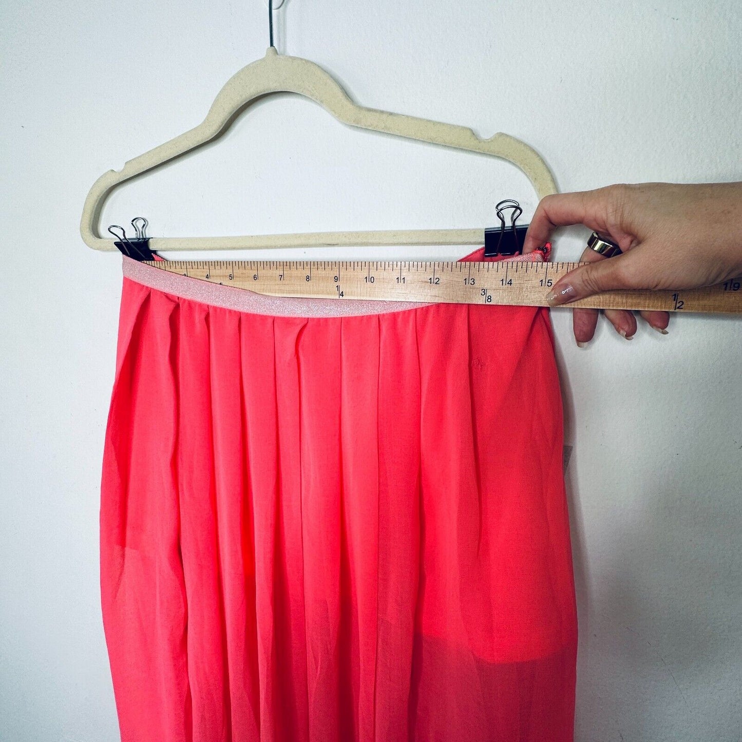 Love Riche Pink Flowy Sheer Maxi Attached Short Slip Silver Shimmer Waist L