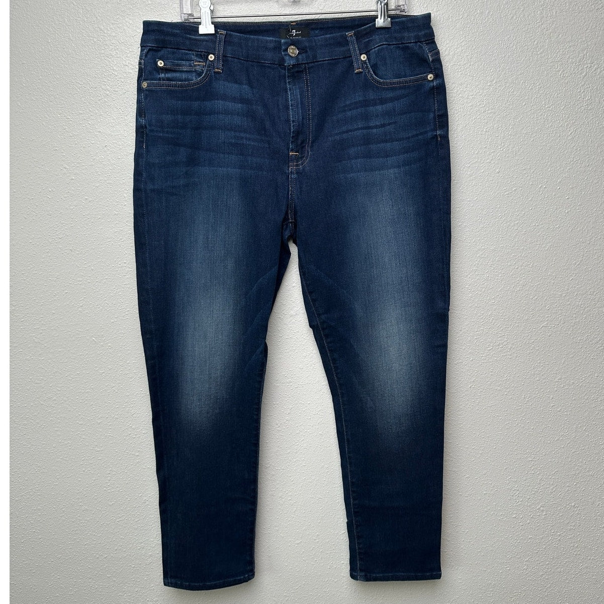 NWT 7 For All Mankind Kimmie Crop Skinny Jeans Dark Blue Women’s 33