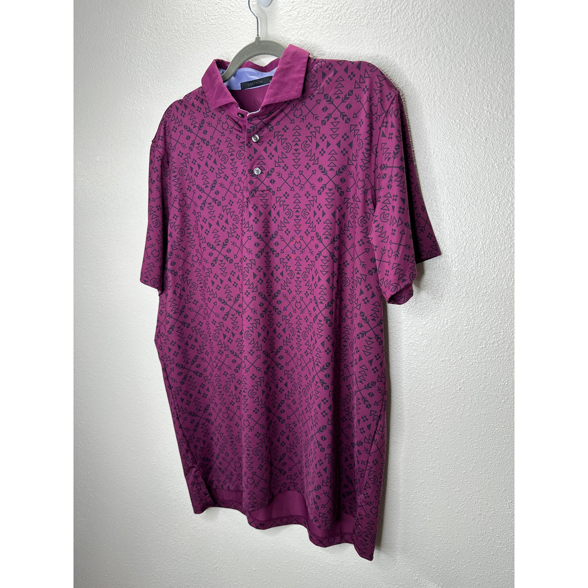 Greyson Men's Purple Performance Geometric Design Polo L