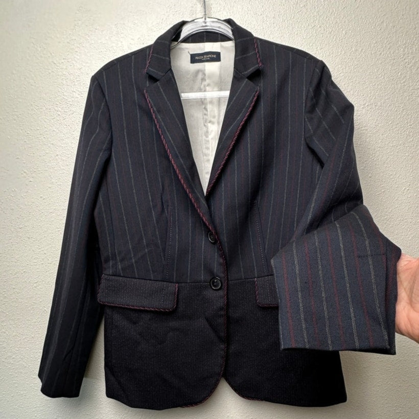 Piazza Sempione Colorblock Pinstripe Blazer Black/Red Women US 12