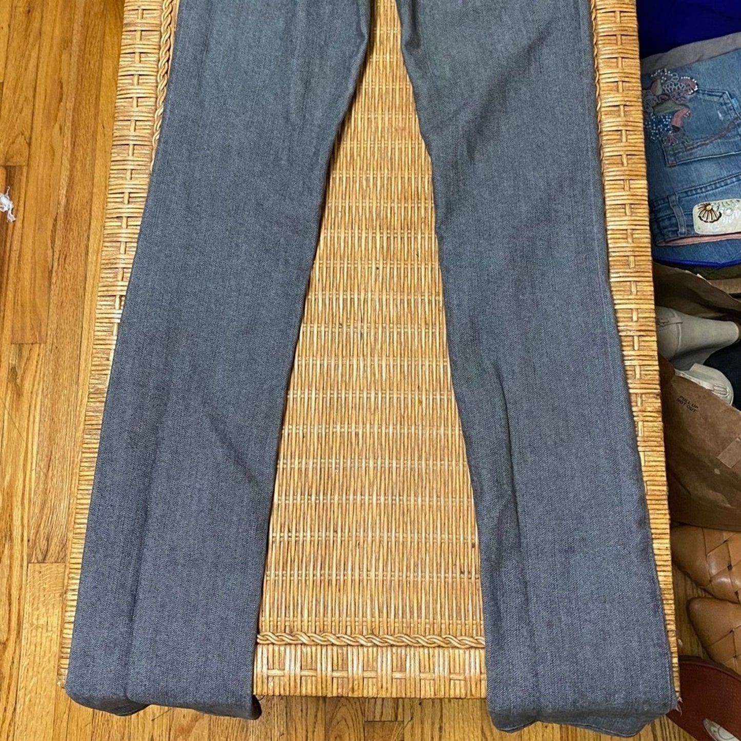 Vintage Y2K Habitual Gray Black Low Rise Straight Skinny Denim Jeans 25