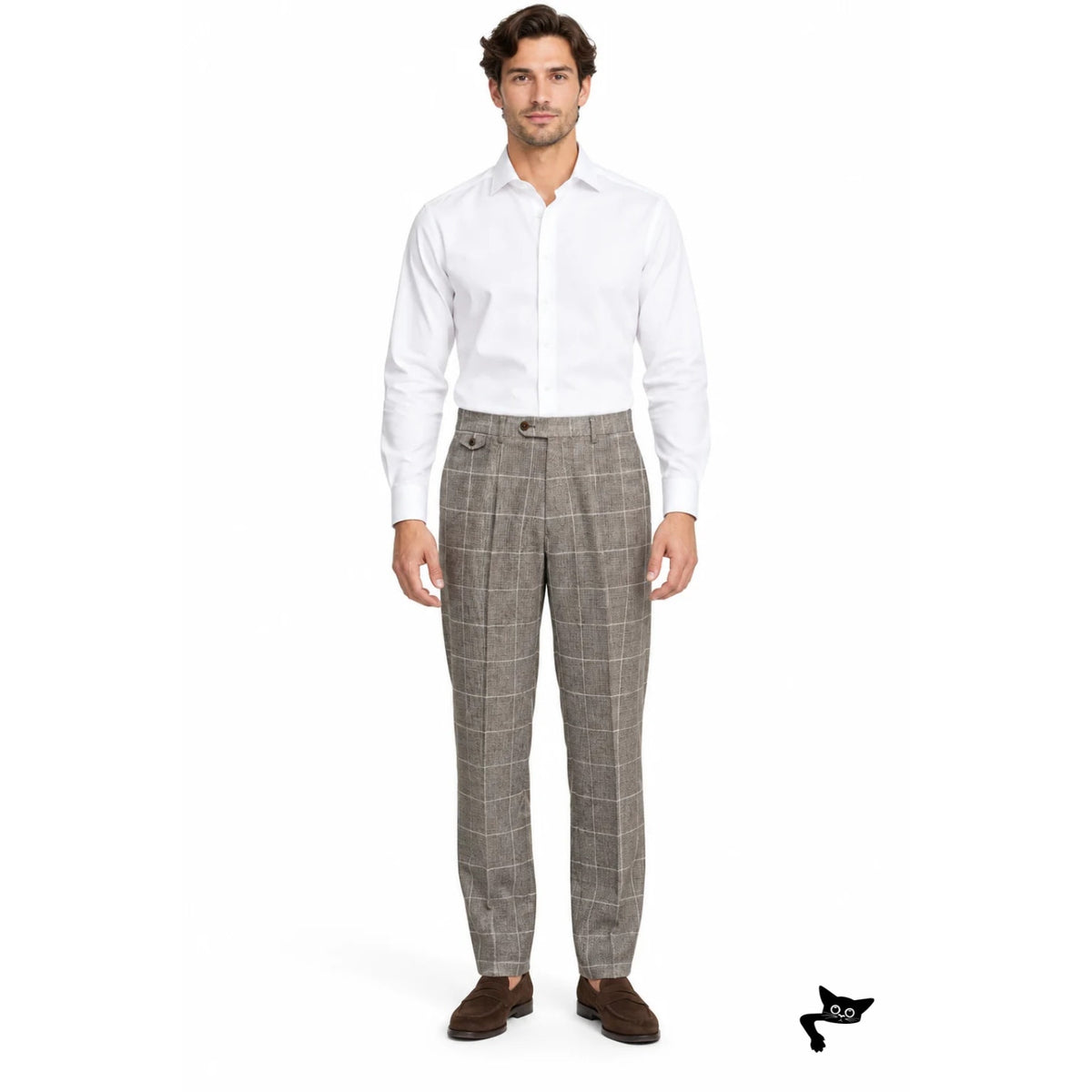 Banana Republic Taupe Windowpane Trousers Men 31x32